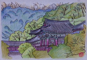 Храм в Южной Корее на горе Сораксан