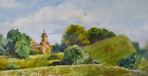 Пейзаж со старой церковью