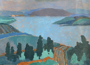 Ночной пейзаж. Озеро. 