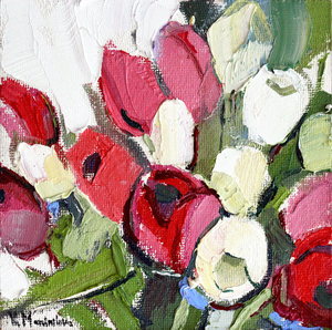 Белые и красные тюльпаны