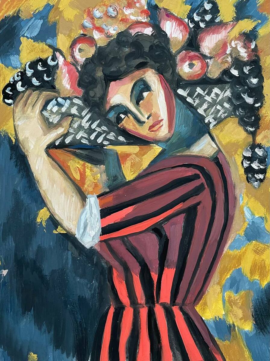 Картина Женщина с фруктами, Гончарова #6746 | Арт галерея GMOT