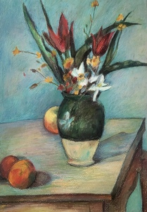 Копия картины Сезанна «Ваза с тюльпанами»