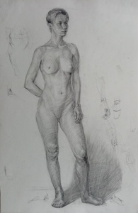 Рисунок обнажённой девушки 